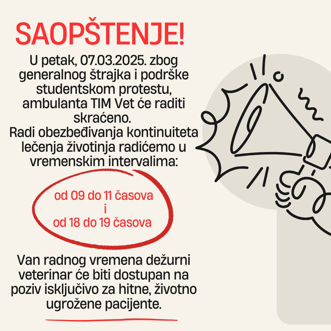 07.03.2025. RADNO VREME AMBULANTE TIM VET